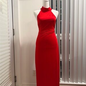 Ami Red Halter Maxi Dress